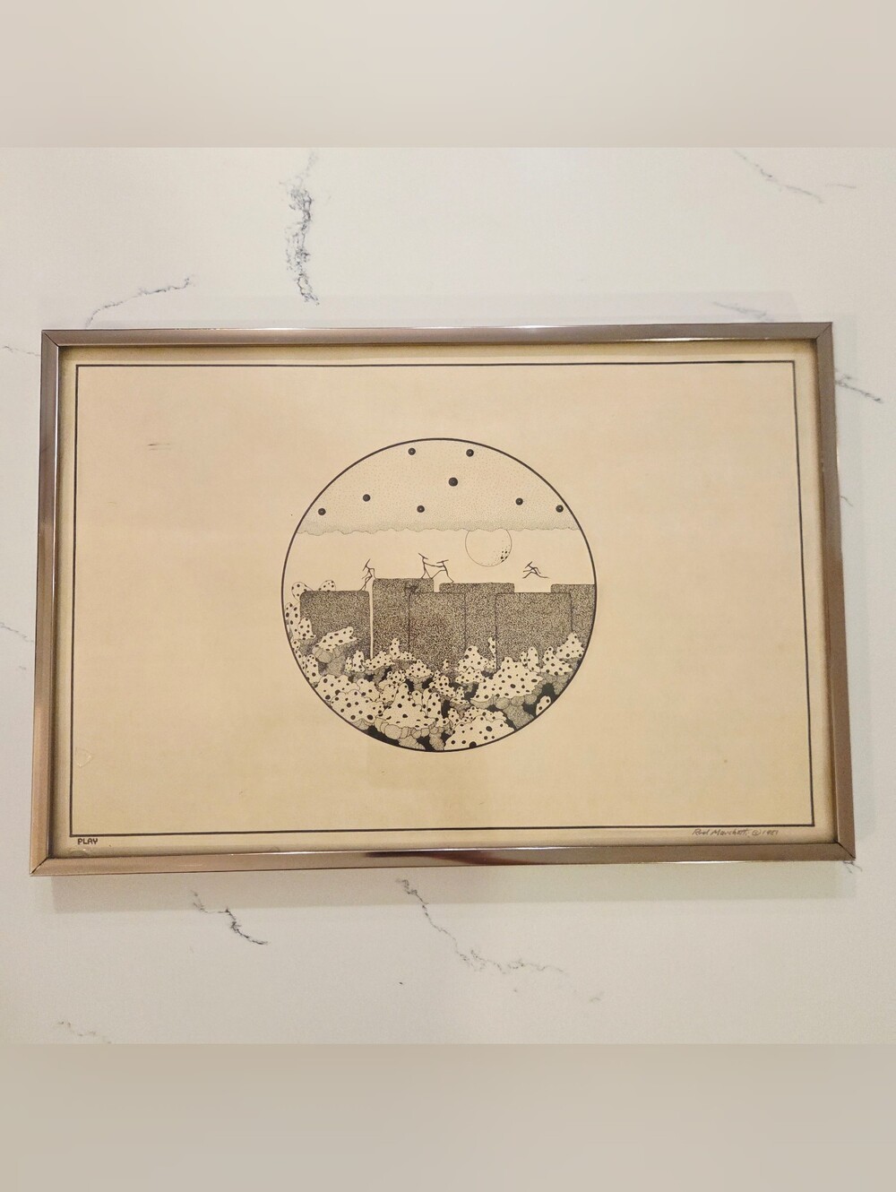VTG 1981 Rod Marchetti Signed Original Fantasy Art Print "PLAY" Stippling Rare
